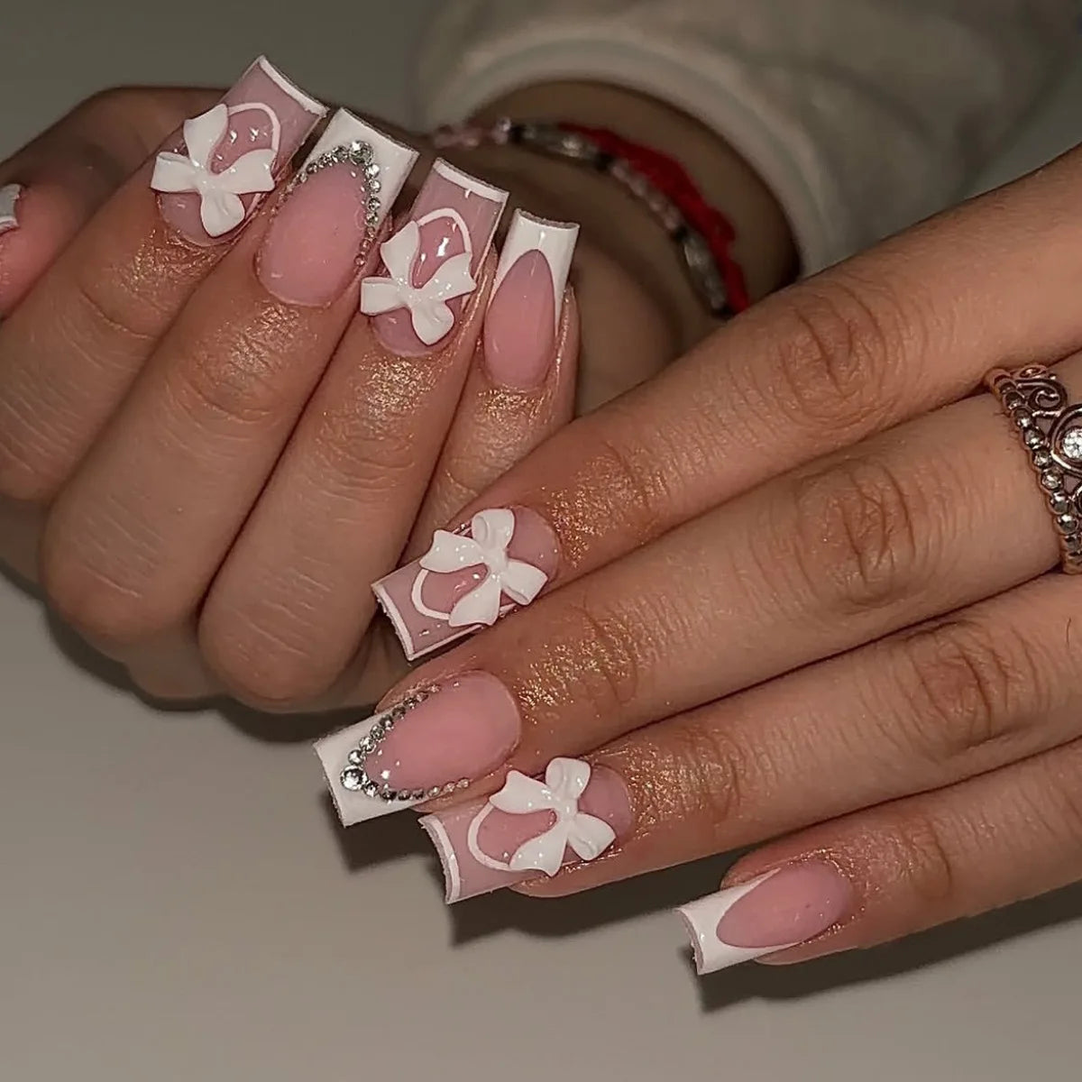  Pink French Style Press on Nails