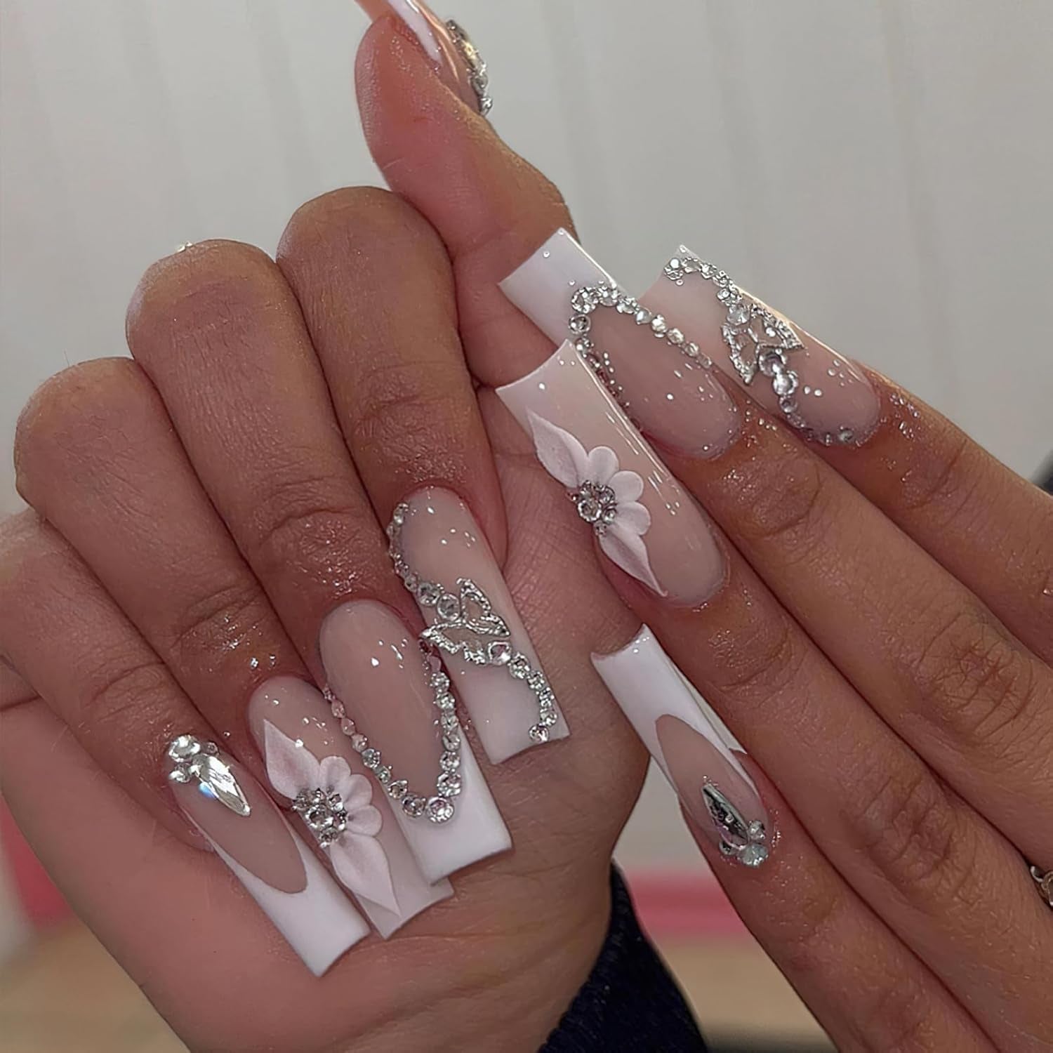 Pink Long Press On Nails 