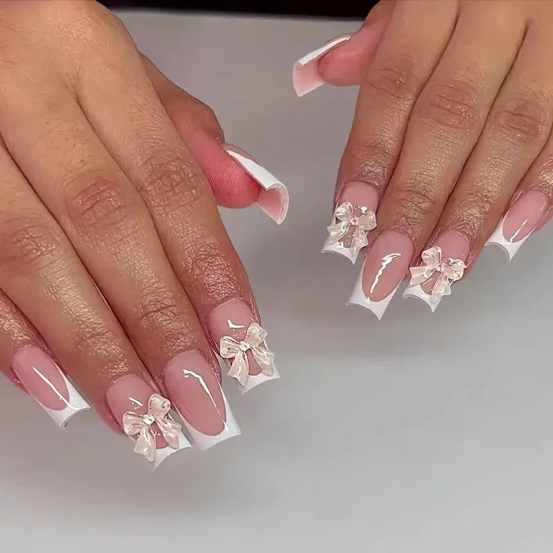  Pink French Style Press on Nails