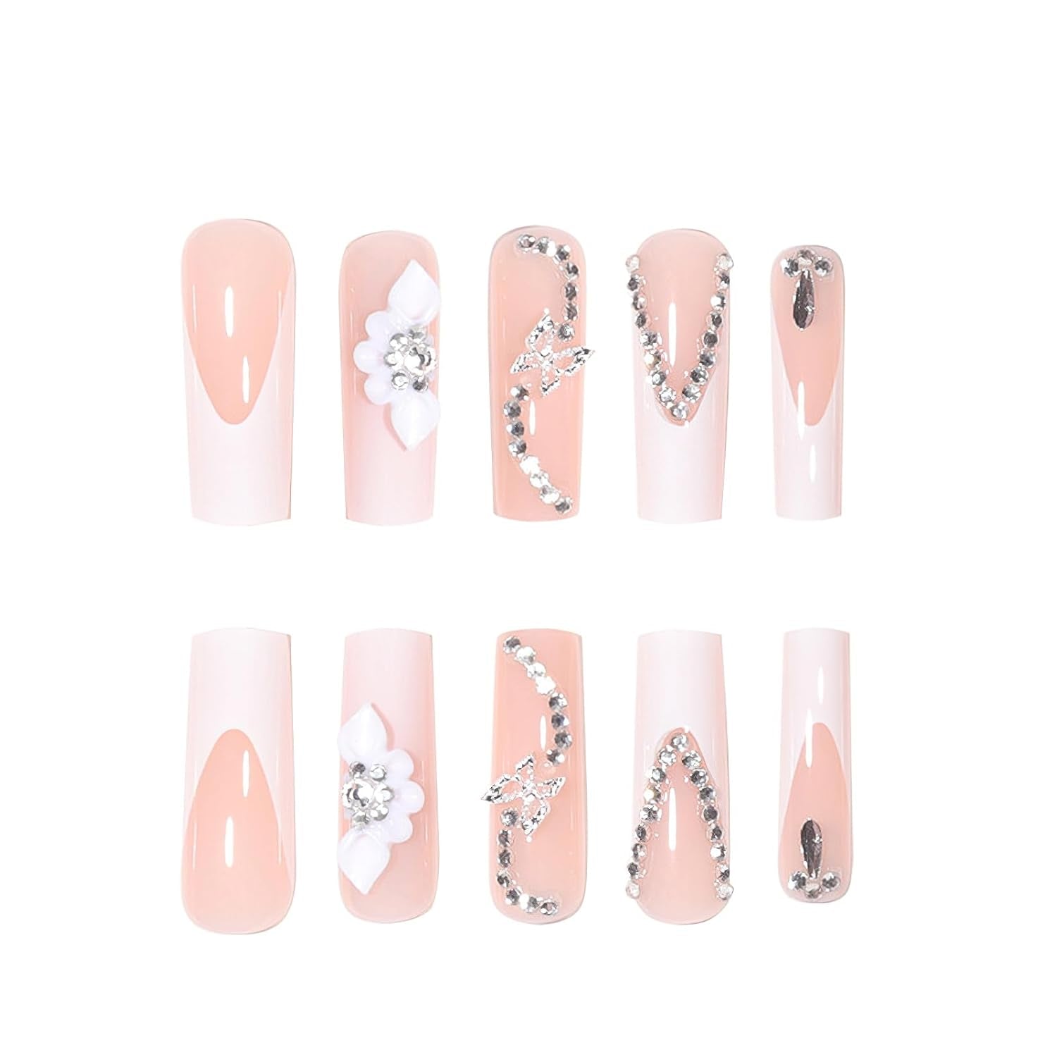 Pink Long Press On Nails 