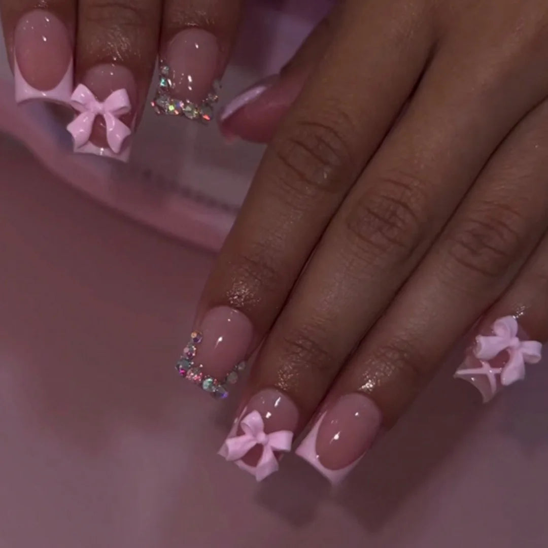  Pink French Style Press on Nails